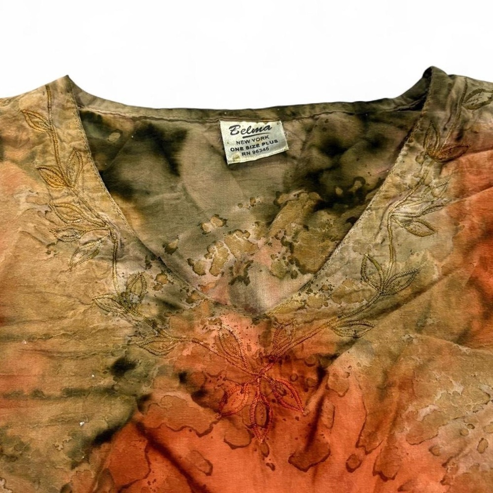 Vintage Plus Size Belma Cotton Hippie Tie Dye Embroidery Top